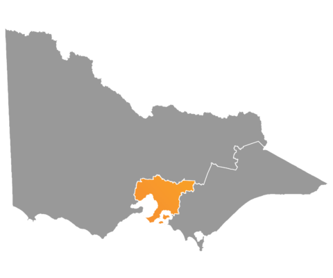 Map of Victoria highlighting Melbourne and the surrounds