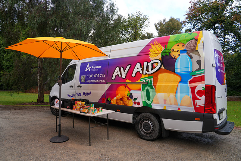 AV Aid Van on the spot offering food available to the public